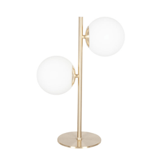 White Orb and Gold Metal Table Lamp - Cusack Lighting