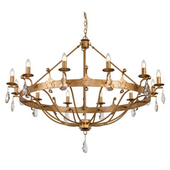 Windsor 12Lt Double Height Ceiling Light - Gold Patina Finish