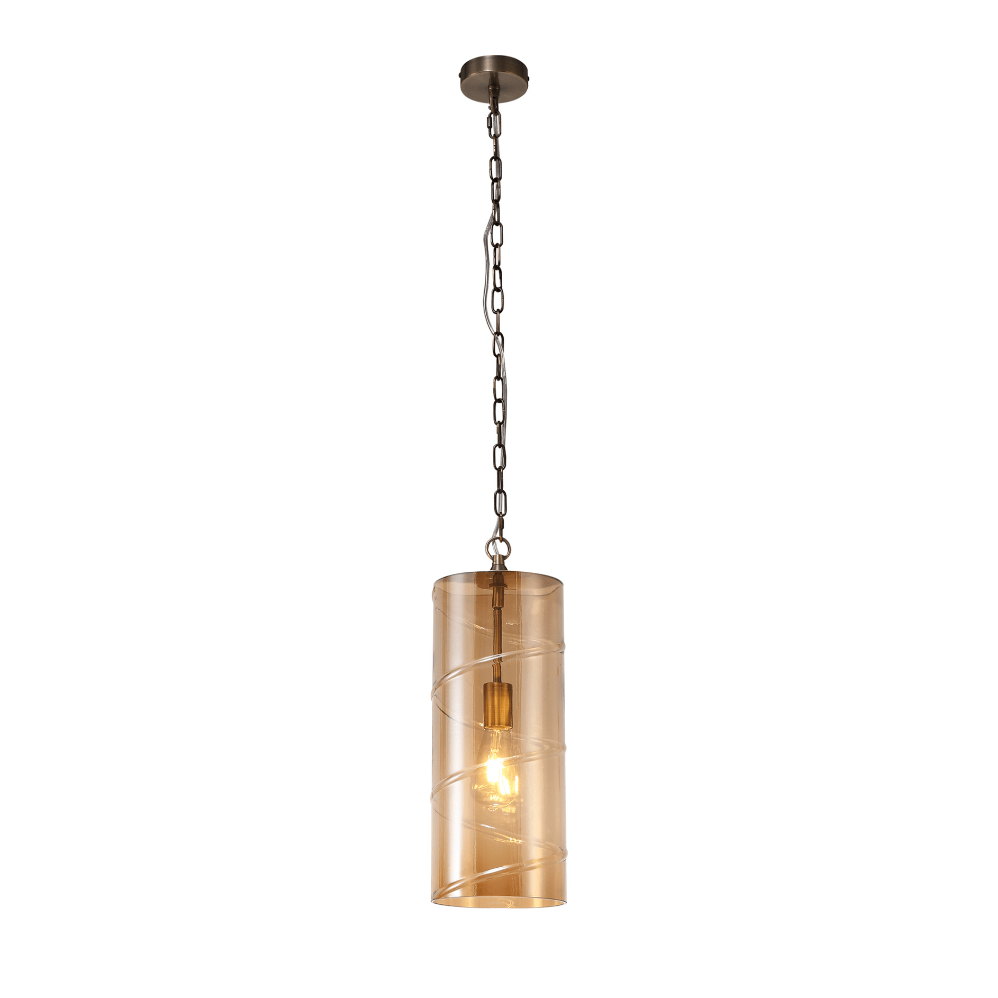 Zara Pendant Antique Brass/Amber - Cusack Lighting