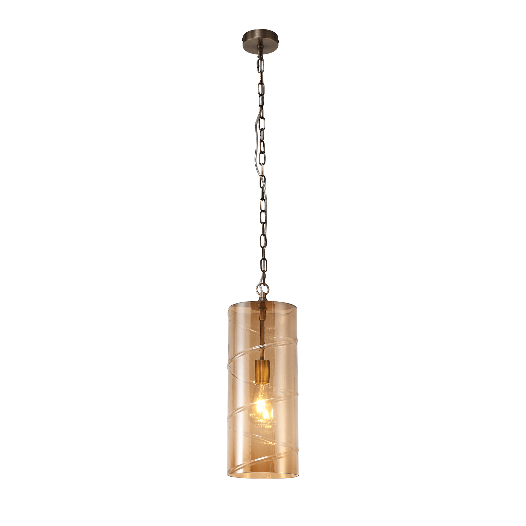 Zara Pendant Antique Brass/Amber - Cusack Lighting
