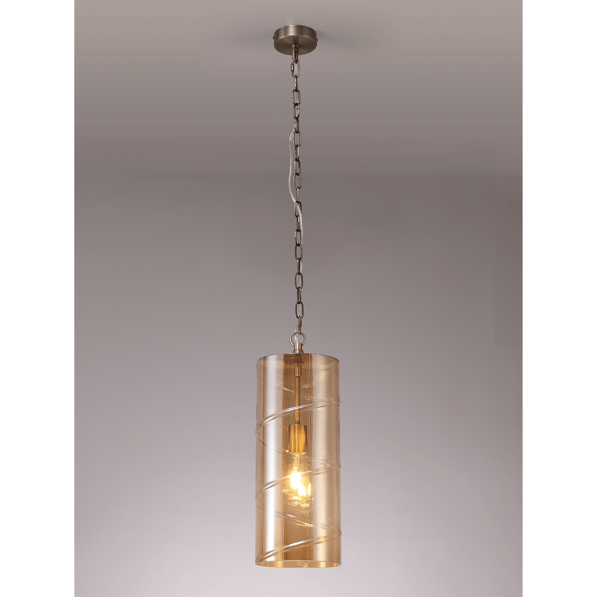 Zara Pendant Antique Brass/Amber - Cusack Lighting