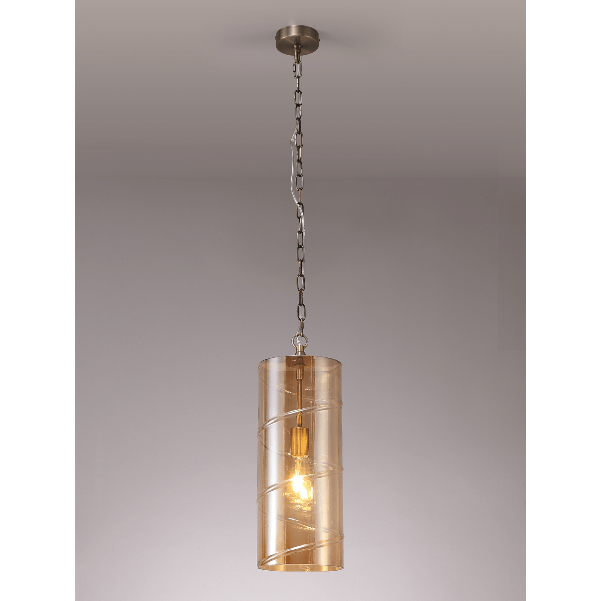 Zara Pendant Antique Brass/Amber - Cusack Lighting